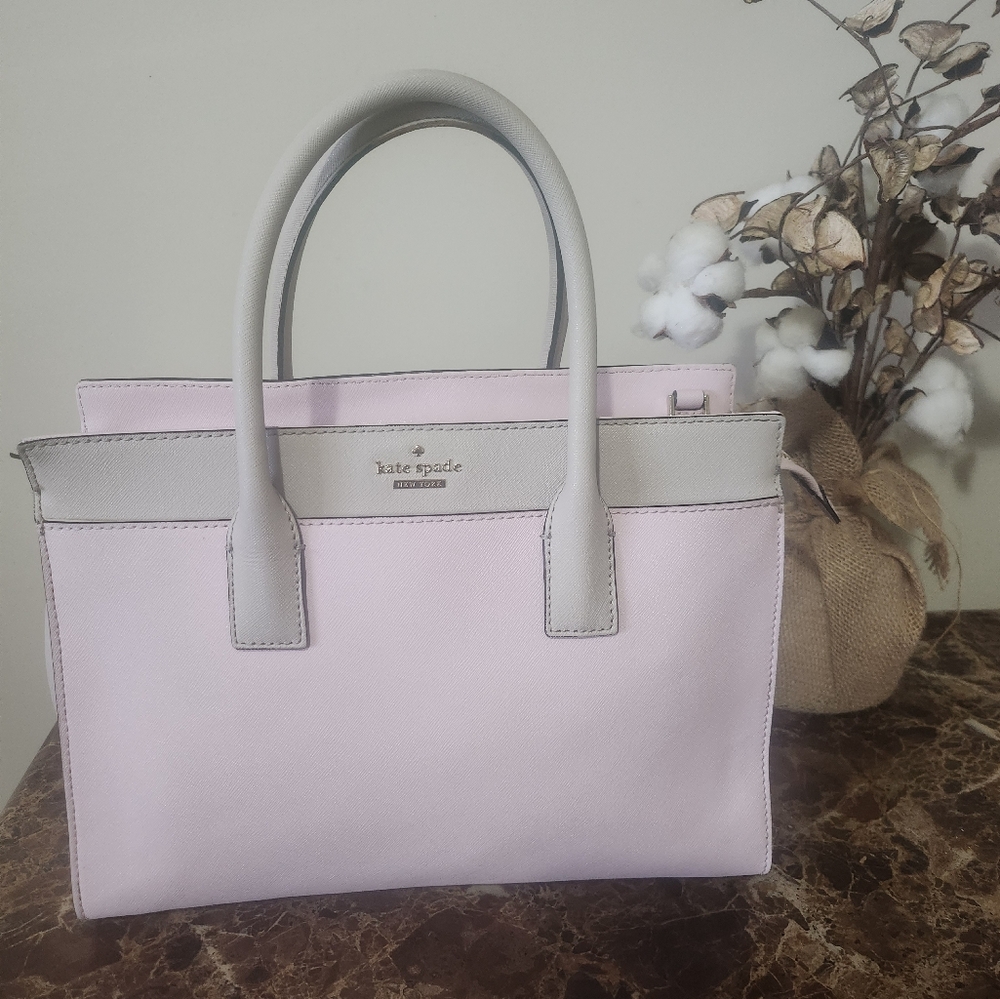 EUC Kate Spade Pink Leather Tote and Twilly  Bundle - Picture 4 of 12
